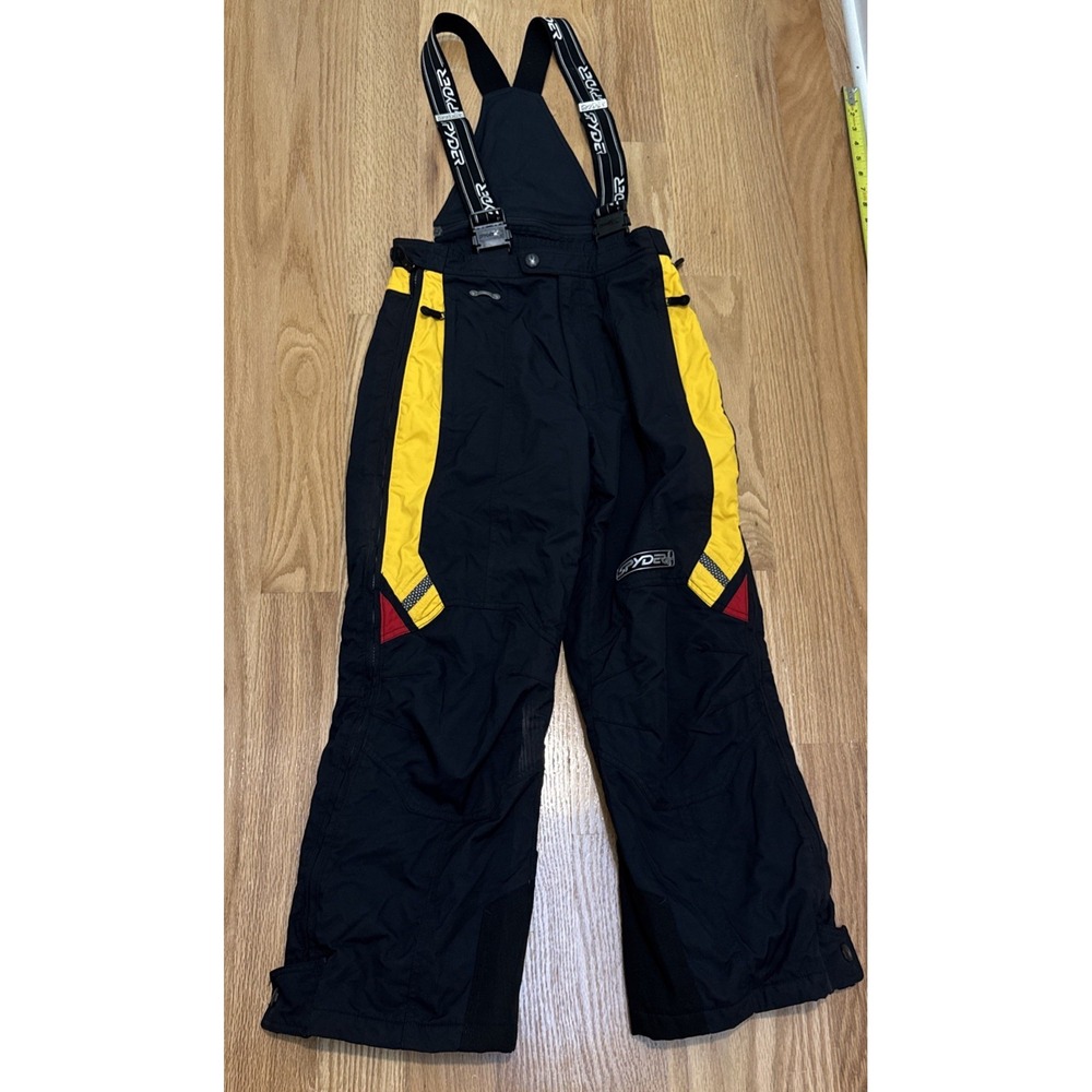 Kids Snowboard Bibs SPYDER XT Pants Youth Size 16 Ski Black,yellow Insulated